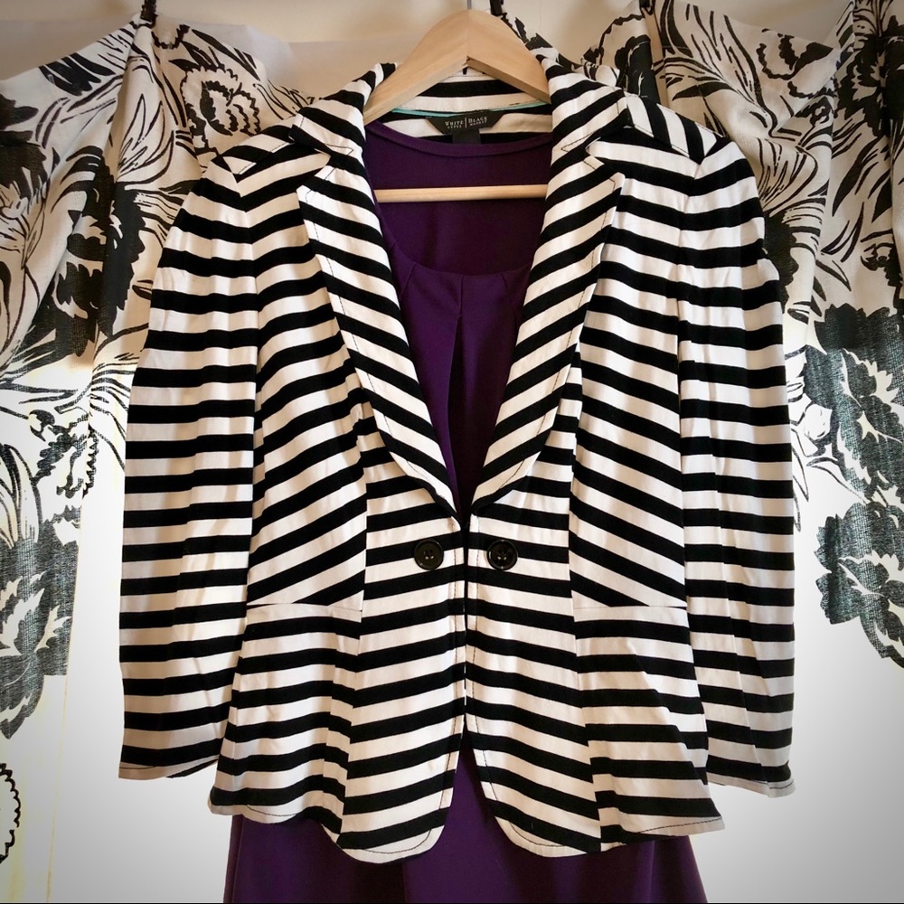 BHWM Knit peplum blazer with 3/4 sleeves